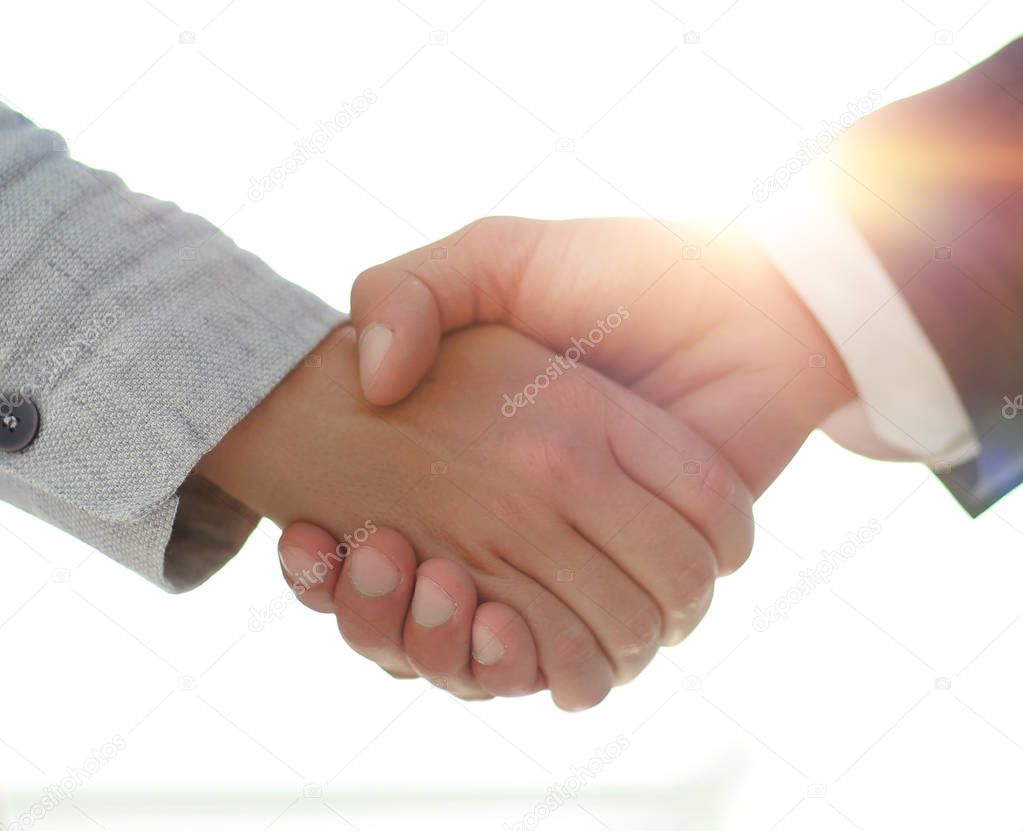 Business people shaking hands isolated on white background