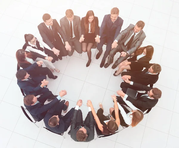 Concetto di team building.large business team seduto in un cerchio — Foto Stock