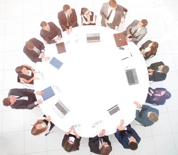 Vista dall'alto assemblea degli azionisti della società alla tavola rotonda . — Foto Stock