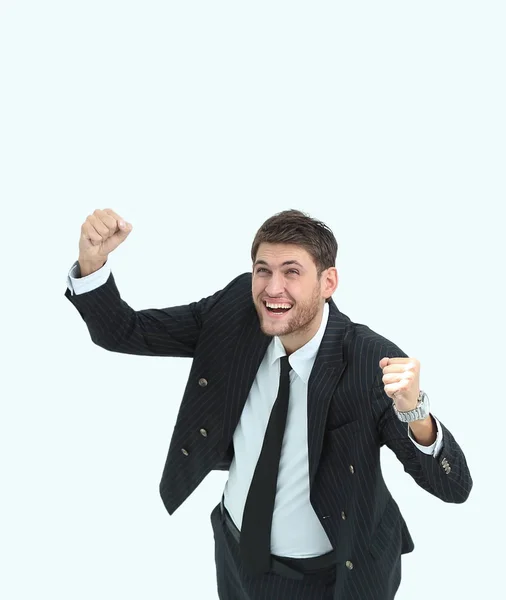 View from the top. happy businessman looking at the camera — Stock Photo, Image