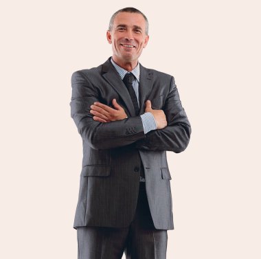 tam büyüme portre. başarılı gülümseyen iş adamı.