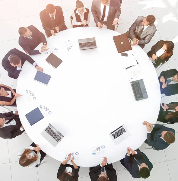 View from the top.meeting business partners for round - table. — Stock Photo, Image