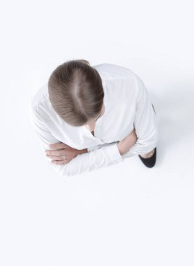 top.in tam büyüme görüntüleyin. Kendine güvenen genç iş kadını.