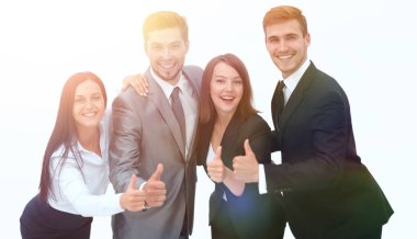 başparmak up.i gösterilen mutlu iş takım