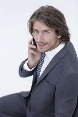 Mobil bir konuşan iş adam yukarıda görüntülemek