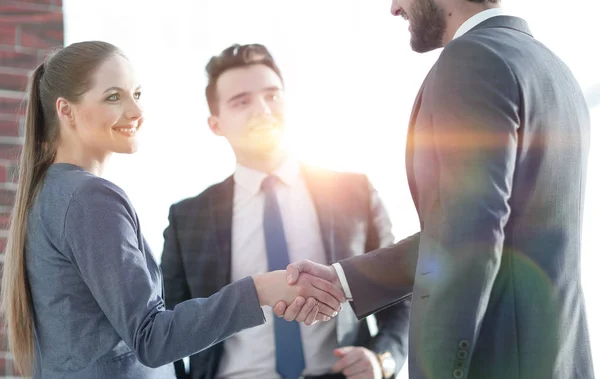 Geschäftsidee .handshake Finanzpartner. — Stockfoto