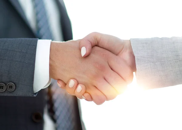 Empresarios apretón de manos después de una exitosa reunión de negocios — Foto de Stock