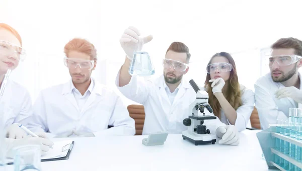 Forskarlag arbetar tillsammans i laboratoriet — Stockfoto