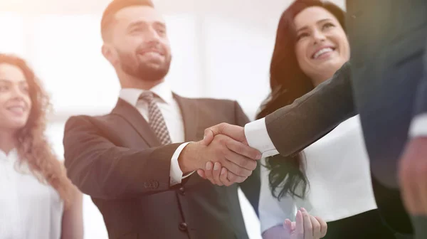 Handshake business partners at a meeting — Stock Photo, Image