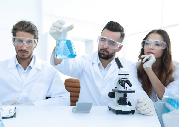 Team of scientists working together at the laboratory