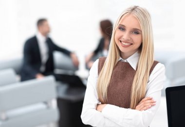 genç iş kadını arka plan bulanık Office