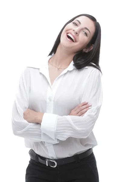 Moderna joven mujer de negocios en blusa blanca . — Foto de Stock