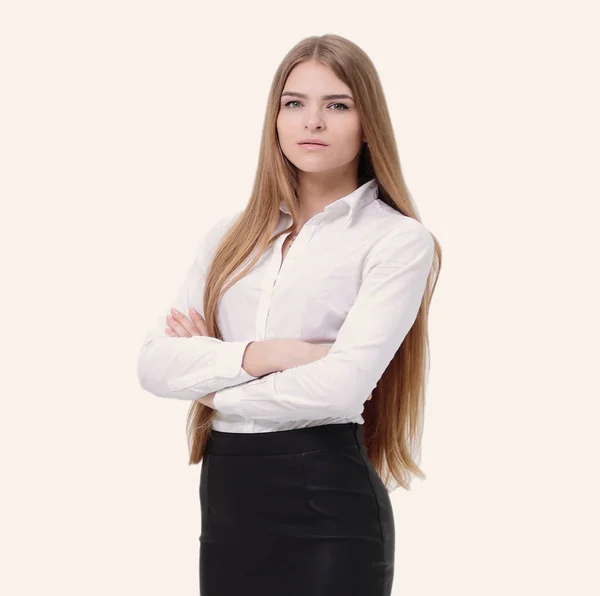 Porträtt av ung affärskvinna i kostym — Stockfoto
