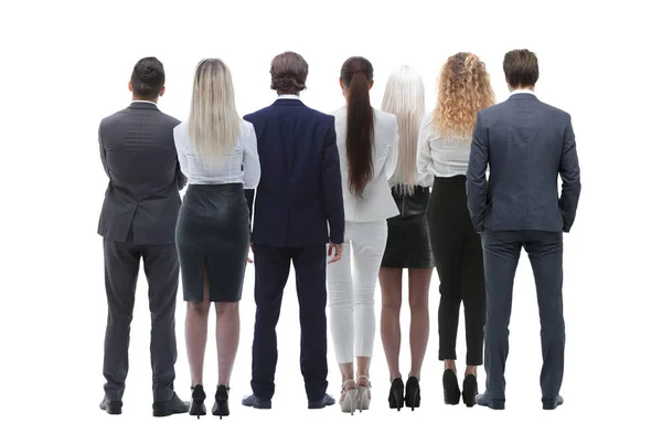 Hát Nézd üzleti embercsoport. Nézet hátulról. Elszigetelt fehér háttér felett. — Stock Fotó