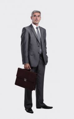 evrak çantası ile kendine güvenen iş adamı.