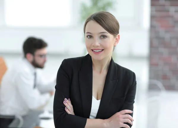 Closeup.face van een succesvolle zakenvrouw. — Stockfoto