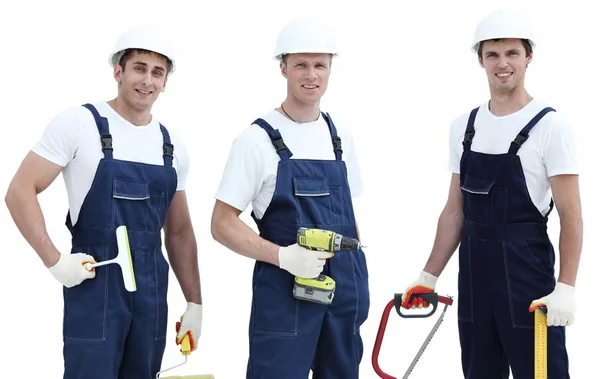 Grupo de trabajadores industriales profesionales. Aislado sobre blanco — Foto de Stock