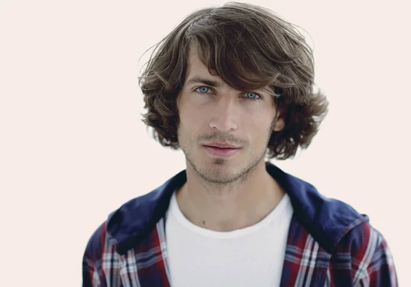 Portrait. stylish guy in a plaid shirt. close-up. — Stock Photo, Image