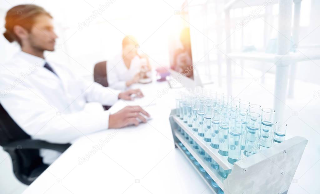 side view of scientists working in laboratory