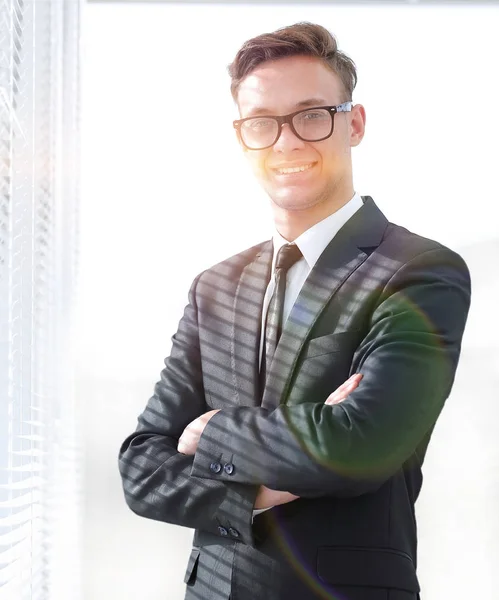 Retrato de homem de negócios sério com óculos — Fotografia de Stock