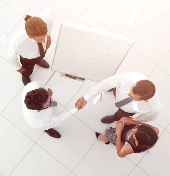 View from the top. background image of handshake of business par — Stock Photo, Image