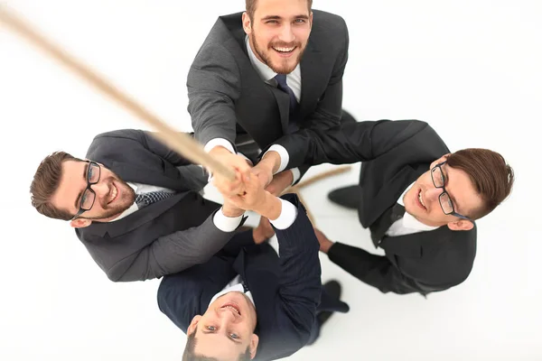 Nézd a top.business csapat hegymászó kötél — Stock Fotó