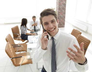 Smartphone'da söz closeup.businessman