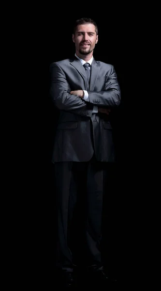 Handsome mature business man isolated on black background — Stock Photo, Image