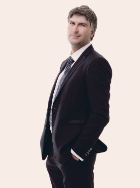 yan görünümü. Başarılı bir iş adamı portresi