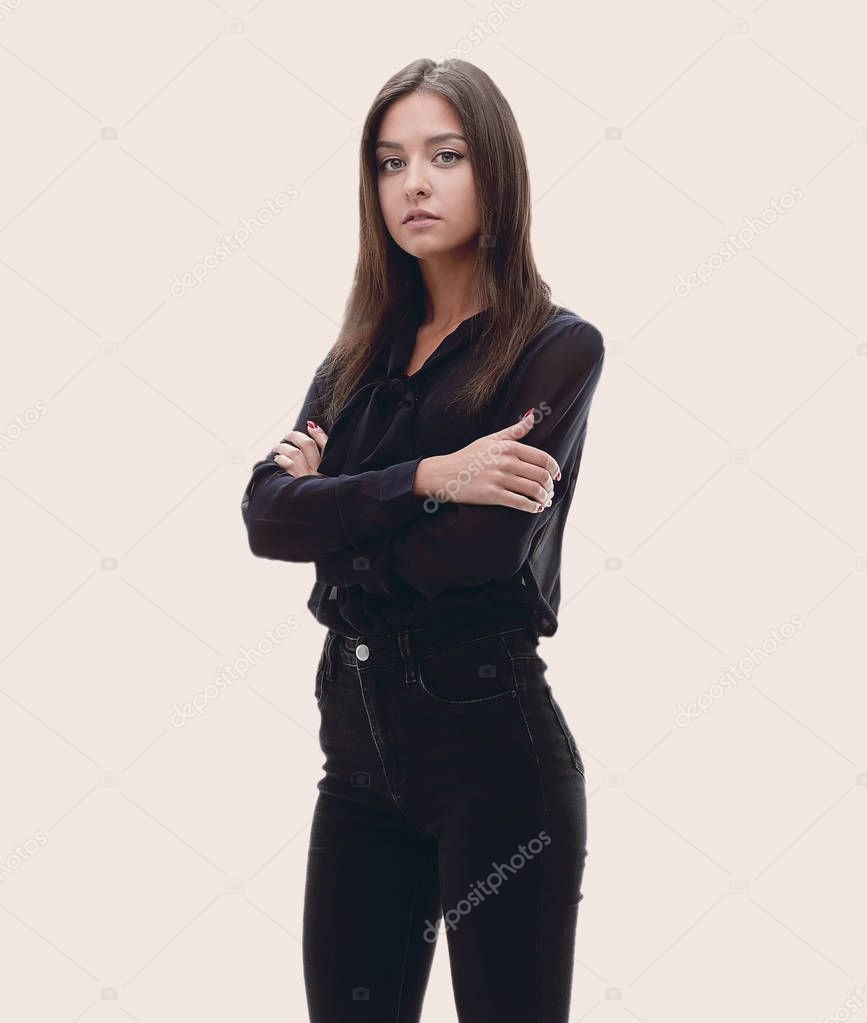 Young confident business woman. full-length portrait