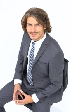 İzole iş adamı mutlu görünümlü kamera