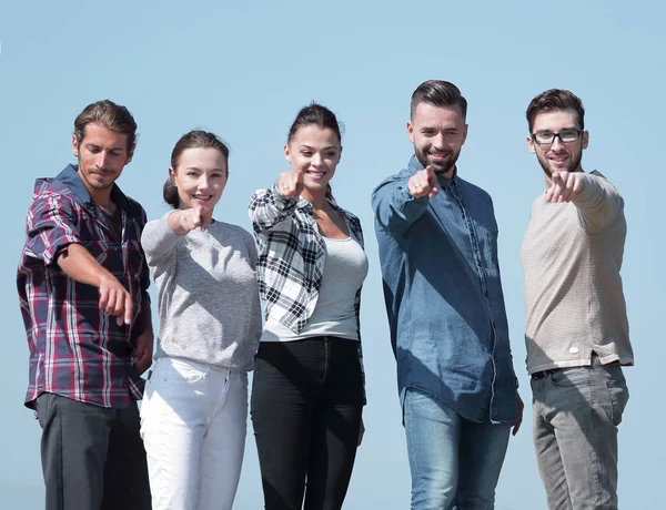 Confident young people showing hands forward — Stock Photo, Image