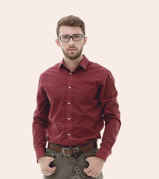 Confident and stylish. Full length of serious young man — Stock Photo, Image