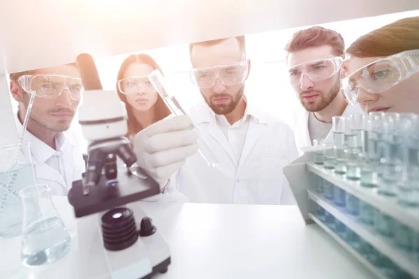 Grupo de farmacéuticos que trabajan en el laboratorio . — Foto de Stock