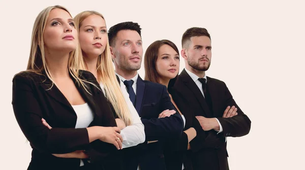 Självsäker business-team tittar upp. — Stockfoto