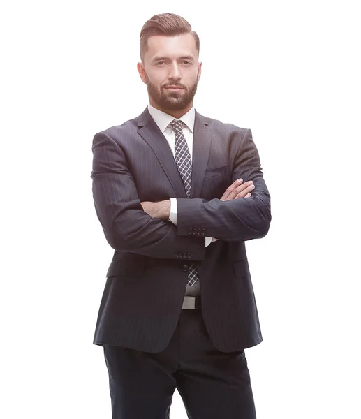 In full growth. businessman arms folded — Stock Photo, Image