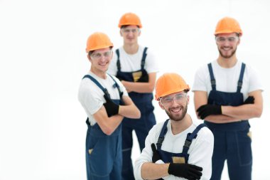 closeup.The foreman ve inşaat ekibi