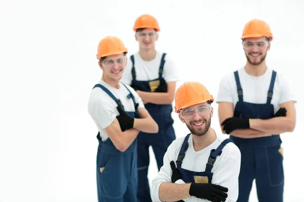 Closeup.The foreman och konstruktion team — Stockfoto