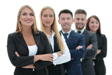 Kendine güvenen iş takım ayakta yan yana