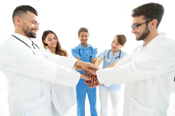 Immagine di sfondo di un gruppo di medici di successo su uno sfondo bianco — Foto Stock