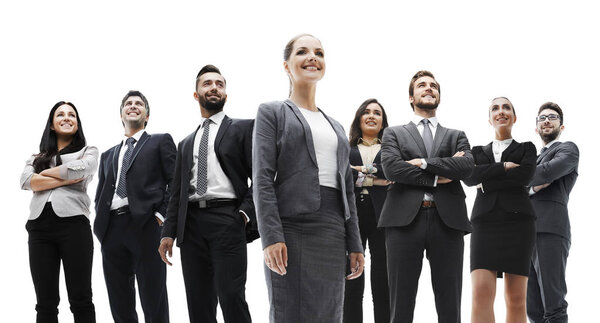 счастливая успешная команда бизнеса изолированы на белом фоне