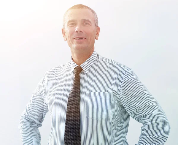Detailní portrét jistý podnikatel v košili a kravatu — Stock fotografie