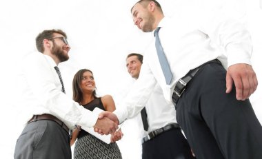 el sıkışmasının ofiste iş ortakları alttan görünüm