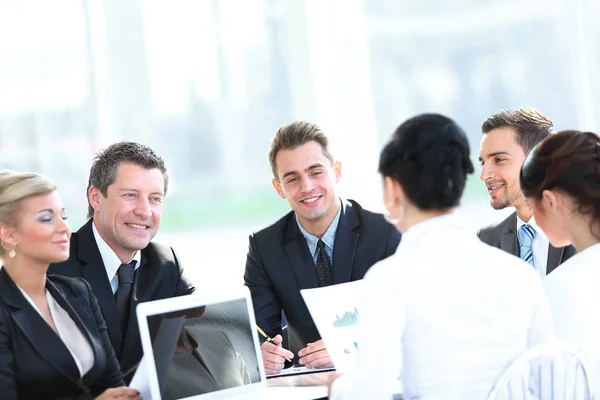 Businessman and business team working with documents — Stock Photo, Image