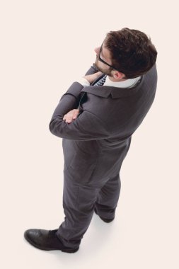 Kendine güvenen iş adamı. Üstten Görünüm ve yan görünüm.