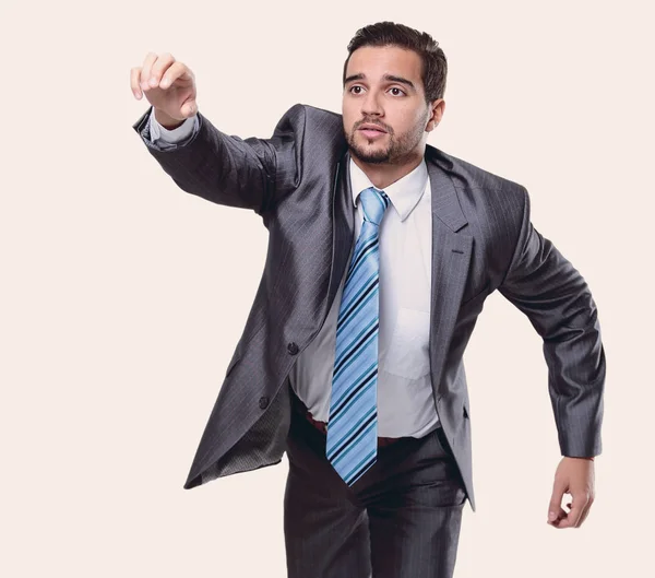 Running businessman on white background — Stock Photo, Image