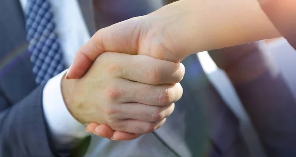 Hombre de negocios estrechando la mano para sellar un trato con su compañero — Foto de Stock