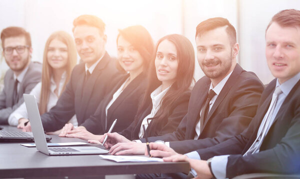 business team sitting at Desk in the conference room