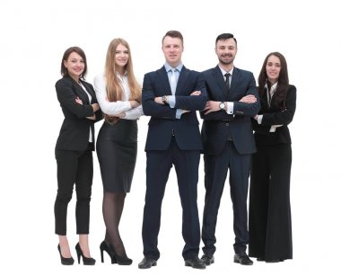 Tamamen büyümüş bir portre. Genç iş adamlarından oluşan takım