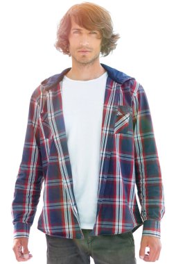 ekose gömlekli şık adam.